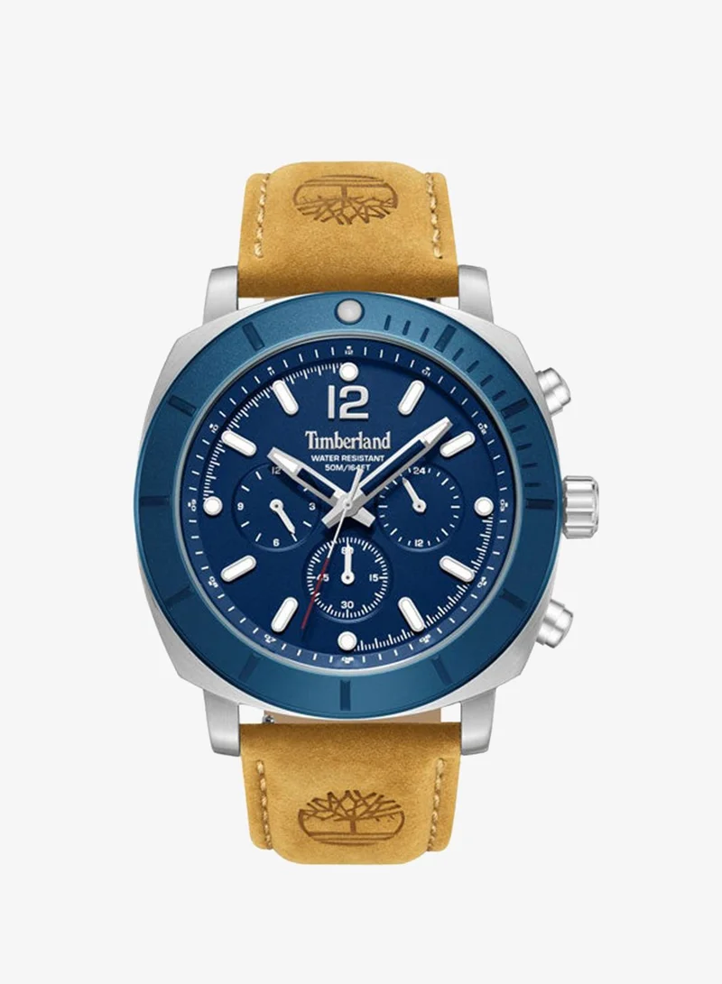 Timberland Pyperville Blue Dial Leather Strap Chronograph Watch for Men, 46mm