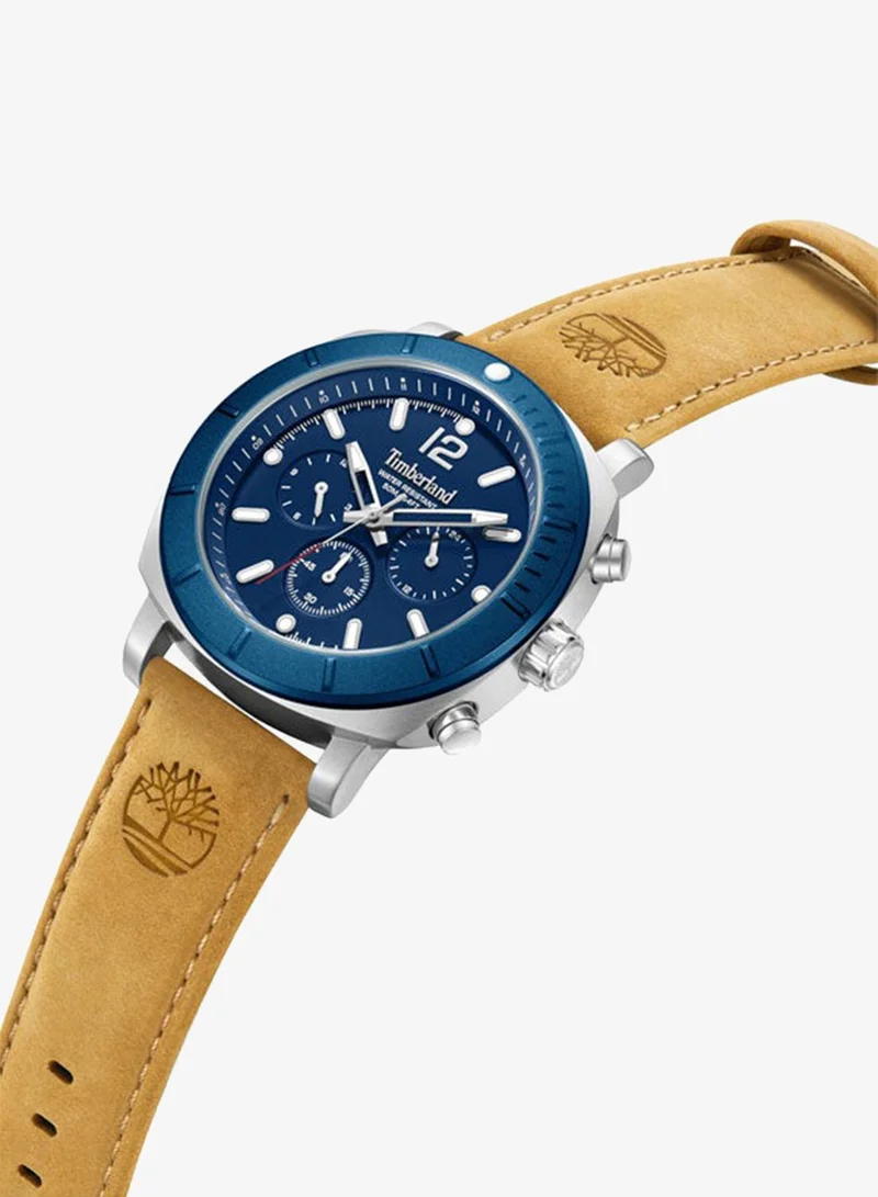 Timberland Pyperville Blue Dial Leather Strap Chronograph Watch for Men, 46mm