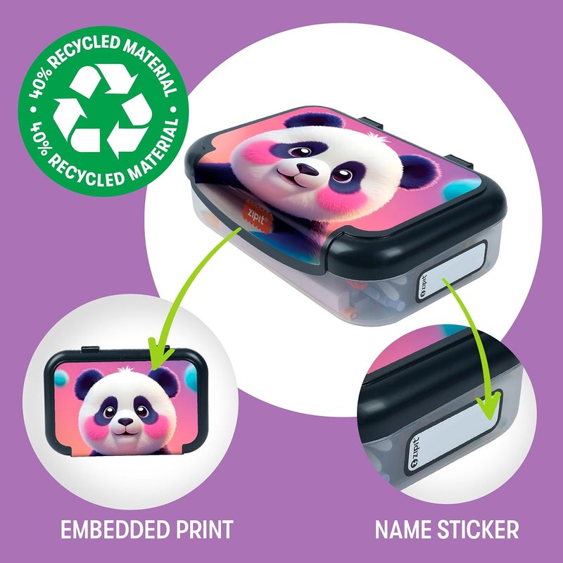 Zipit Recycled Plastic Pencil Box for Girls, Cute Pencil Case for School, Large Capacity Stationery Organizer Box, Panda - Image 2