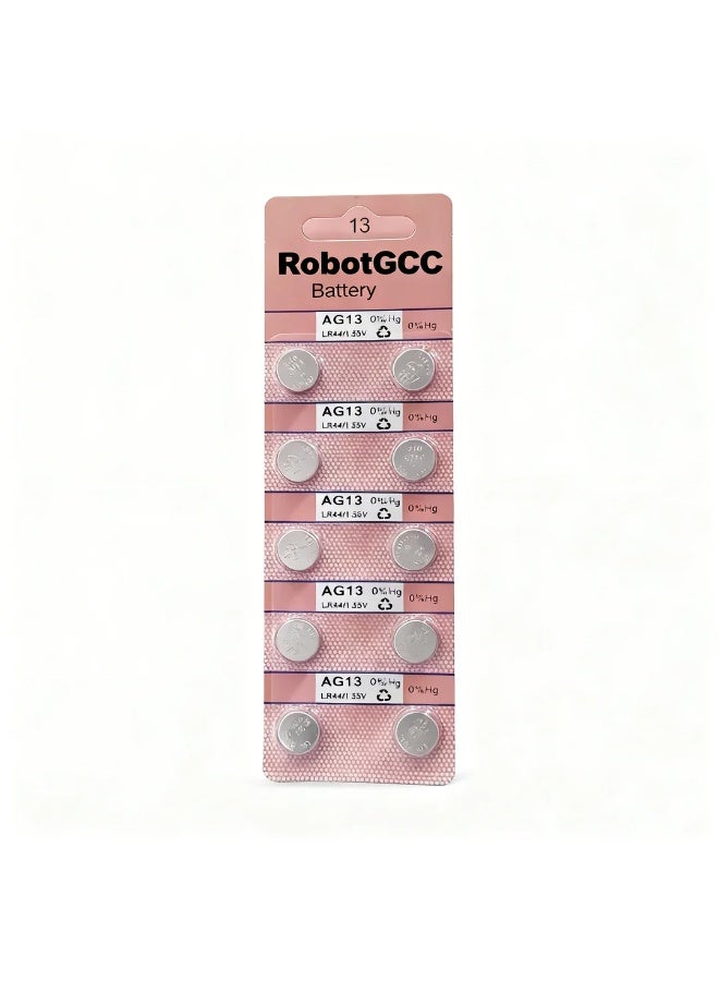 robotgcc AG13 LR44 LR13 1.55V Alkaline Watch Battery 10-Pack High Quality Button Cell Batteries with Stable Voltage, Mercury Free Design for Watches, Toys, Calculators, Thermometers and Small Electronics - Image 2