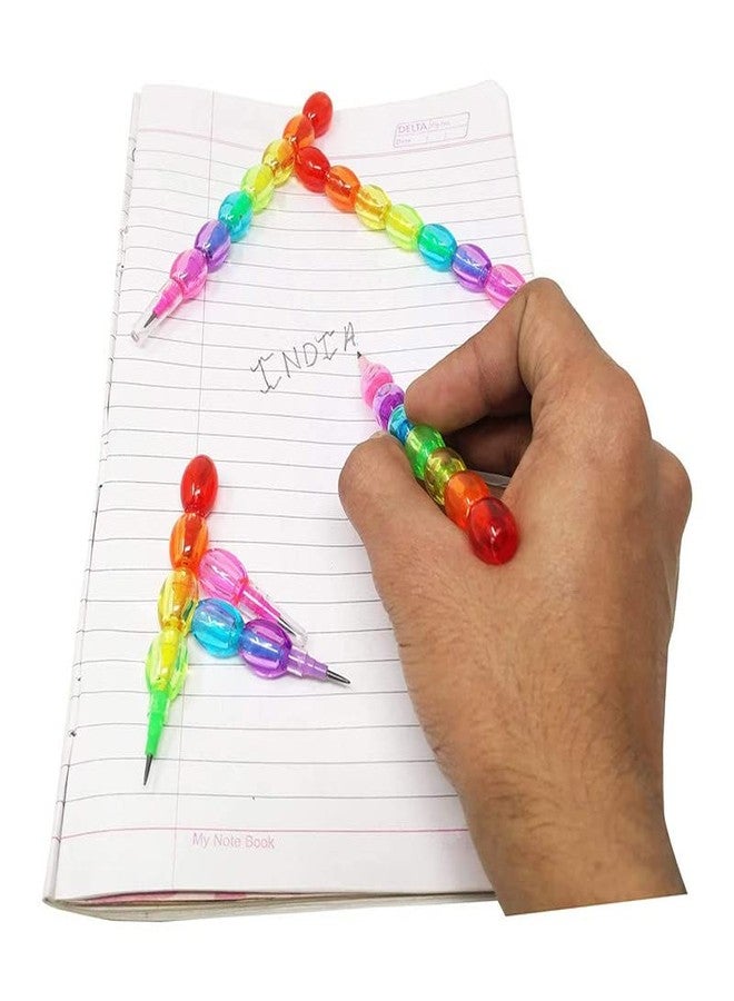 YBN Pearls Moti Design Non-Sharpening Stacking Pencil for Kids, Birthday Party Return Gifts (Multicolor, Set of 12) - Image 4