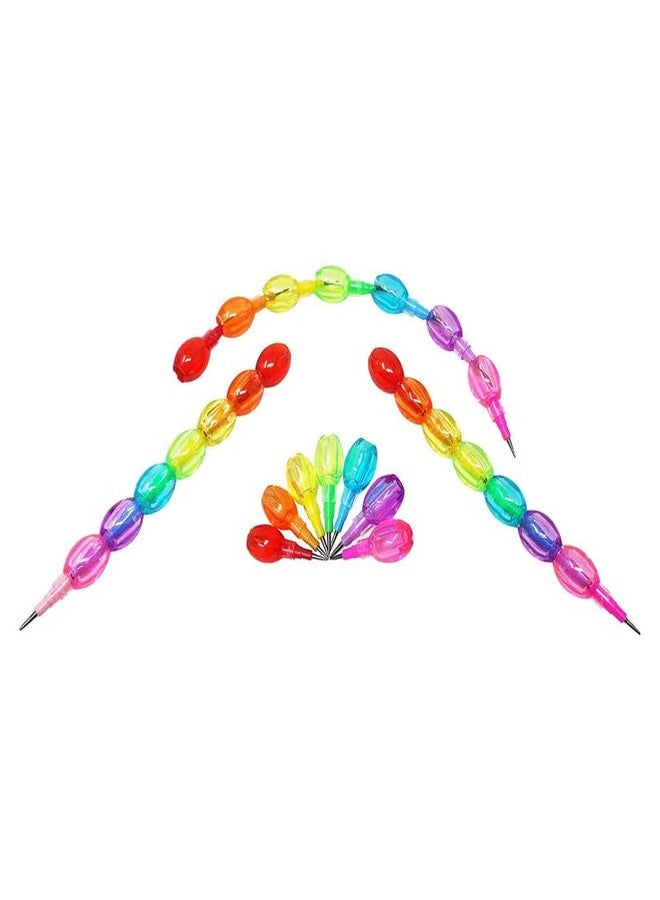 YBN Pearls Moti Design Non-Sharpening Stacking Pencil for Kids, Birthday Party Return Gifts (Multicolor, Set of 12) - Image 2
