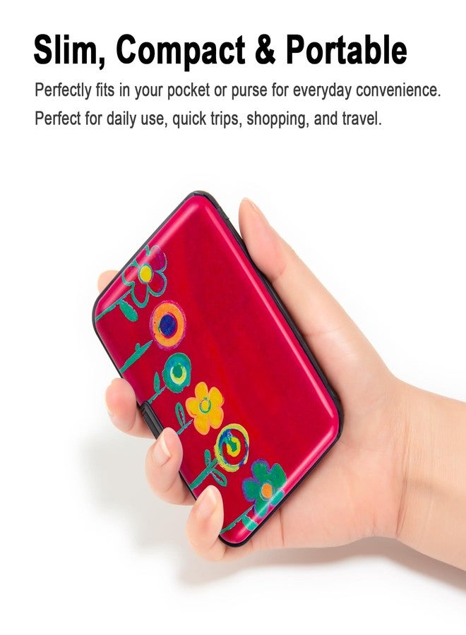 Kaabao Aluminum Wallet RFID Blocking Slim Metal Business Credit Card Holder Hard Case, Painting Flowers, small, Slim Wallet - Image 2