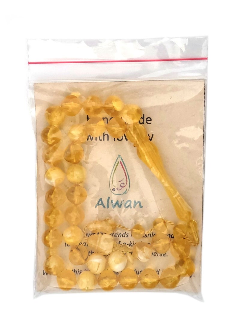 Alwan - 33 Count Muslim Prayer Beads - Yellow - Image 1
