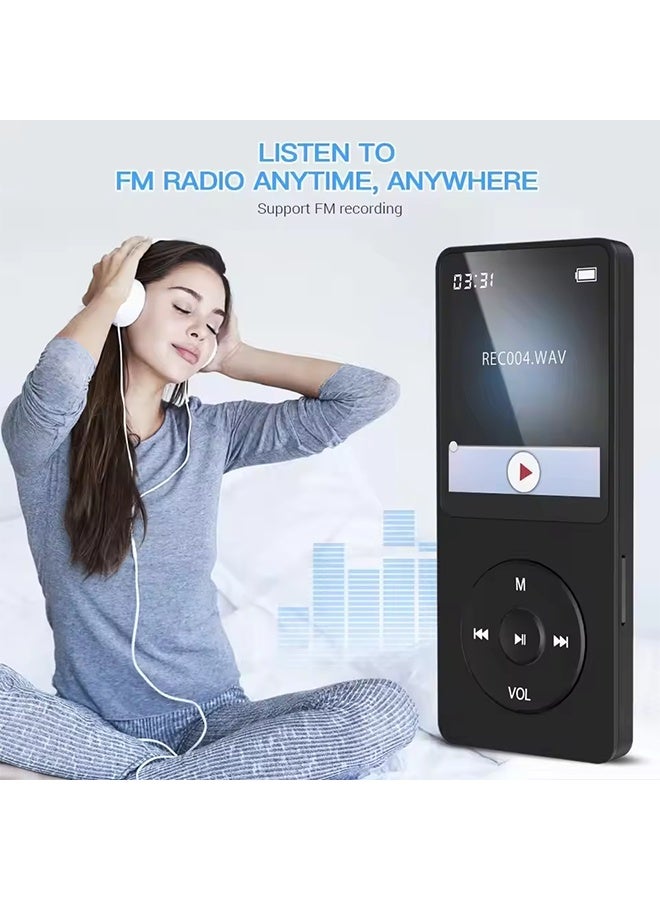 مشغل موسيقى MP3 محمول من  X02 مزود بشاشة مقاس 1.8 بوصة، يدعم راديو FM، وكتاب إلكتروني، وساعة، ومسجل صوت، باللون الأسود - Image 4