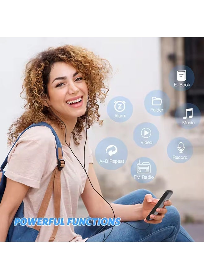 مشغل موسيقى MP3 محمول من  X02 مزود بشاشة مقاس 1.8 بوصة، يدعم راديو FM، وكتاب إلكتروني، وساعة، ومسجل صوت، باللون الأسود - Image 2