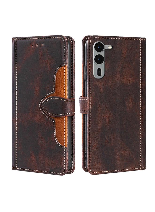 اس-توب جراب لهاتف Fujitsu Arrows We2 Plus مصنوع من الجلد ومشبك مغناطيسي - Image 1