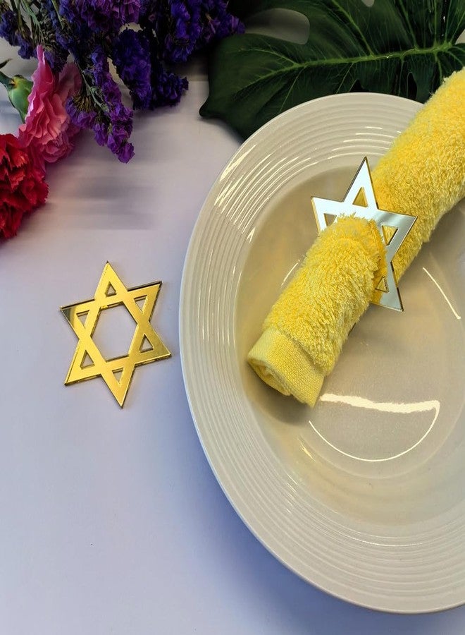ACFENG Set of 12 Star of David Star Napkin Rings,Star of David Napkin Holder for Hanukkah Chanukkah Passover Jewish Holiday Dinner Table Decoration Housewarming Gift (Gold) - Image 2