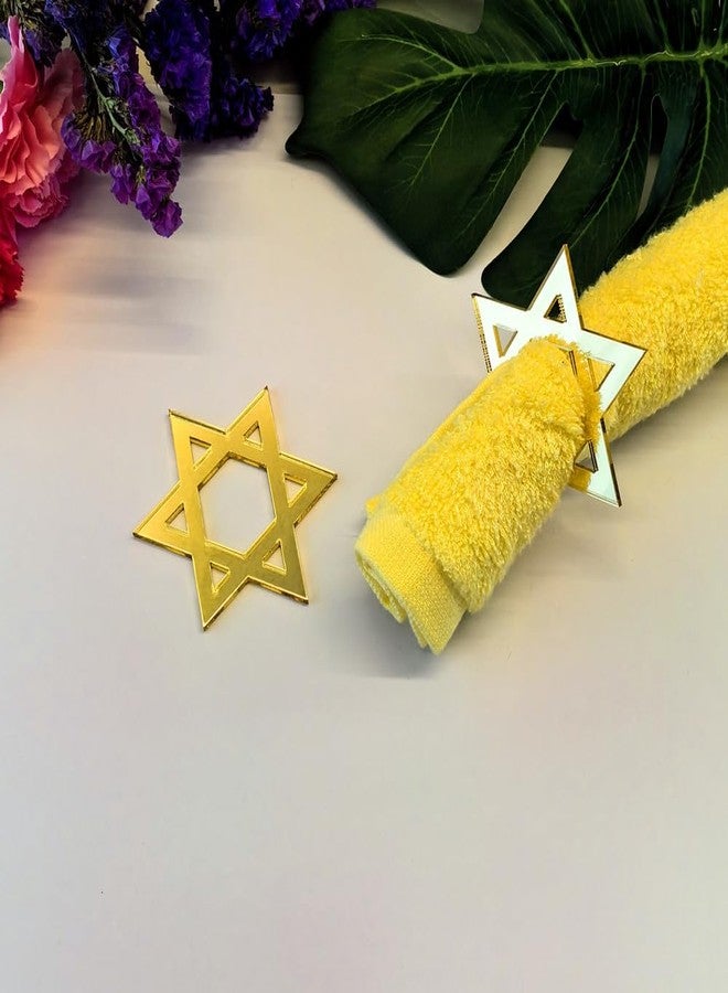 ACFENG Set of 12 Star of David Star Napkin Rings,Star of David Napkin Holder for Hanukkah Chanukkah Passover Jewish Holiday Dinner Table Decoration Housewarming Gift (Gold) - Image 1