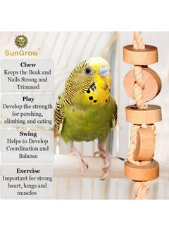 SunGrow SunGrow Parakeet Wooden Chew Toy, Hanging Wood Cookies for Pecking and Chewing, Great for Parrots, Macaws, African Grays & Conures, 1 Pack  - Image 4
