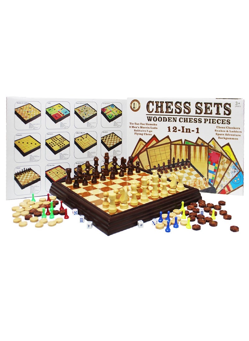 UKR 12-in-1 Portable Board Games Set – Travel Chess, Checkers, Backgammon, Snakes & Ladders, Ludo, Solitaire, Space Adventure & I-Go | Perfect Family Fun Game for On-the-Go Entertainment