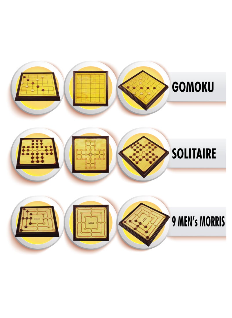 UKR 12-in-1 Portable Board Games Set – Travel Chess, Checkers, Backgammon, Snakes & Ladders, Ludo, Solitaire, Space Adventure & I-Go | Perfect Family Fun Game for On-the-Go Entertainment