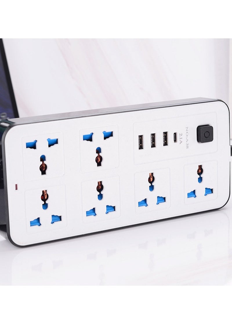 Generic - White Household Multi-functional Plug-in Board USB British Standard Socket - Image 1