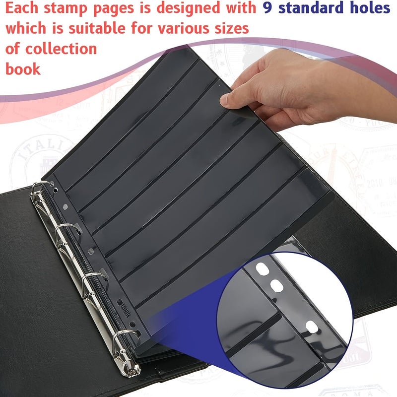 7 Rows Stamp Album 10 Page 9 Hole Binder Inserts 7.7x1.35 Inch Collection Set - Image 5