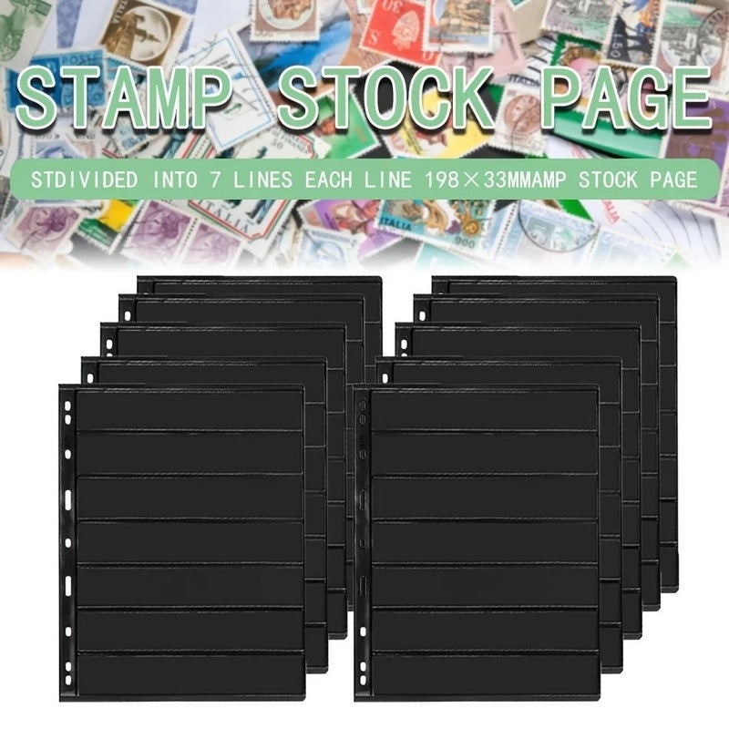 7 Rows Stamp Album 10 Page 9 Hole Binder Inserts 7.7x1.35 Inch Collection Set - Image 1