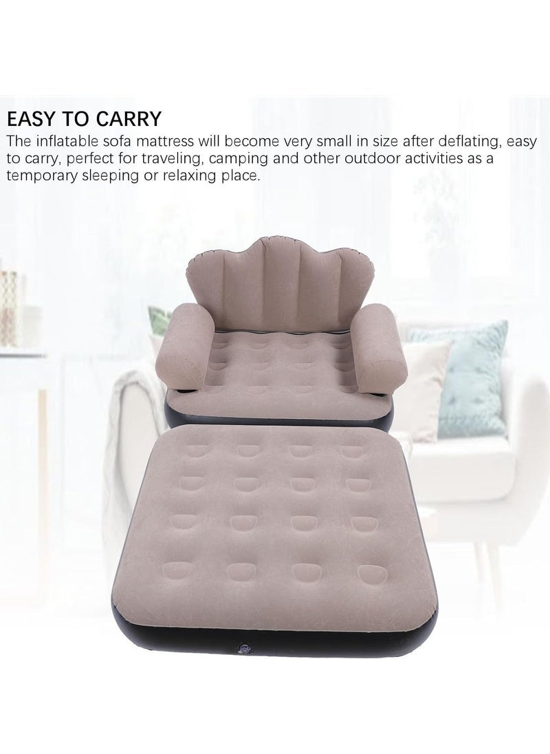 ELTRAZONE Inflatable Sofa Bed – Portable, Foldable Thickened Flocked PVC Blow-Up Couch Mattress with High Load Bearing Capacity 6.1lb – Comfortable, Lightweight Air Sofa for Home, Camping, Outdoor, Beach, Travel – Multicolour Durable Design  - Image 4