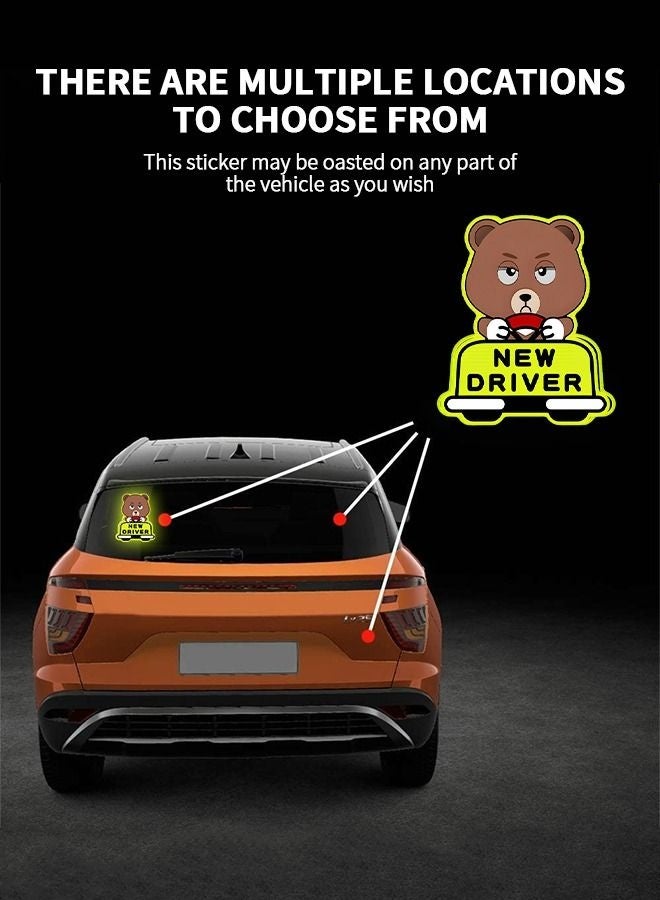 OR MENG 3 Pcs Reflective New Driver Stickers for Car, Student Driver Car Magnet, New Driver Stickers Signs Please Be Patient Safety Signs Cute Bear Style - Image 2