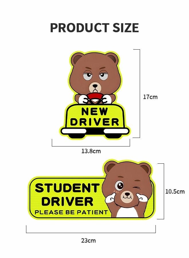 OR MENG 3 Pcs Reflective New Driver Stickers for Car, Student Driver Car Magnet, New Driver Stickers Signs Please Be Patient Safety Signs Cute Bear Style - Image 4