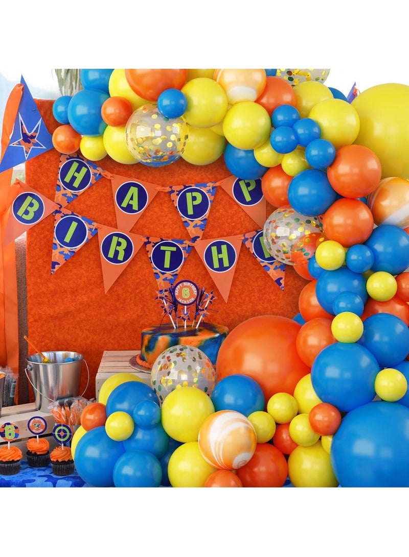 Balloon Garland Arch kit Decorations, 100PCS Orange Yellow Blue Ballons With Confetti Agate Balloons for Birthdays Baby Showers Bridal Shower Themes Party Backdrop Decor - Image 2