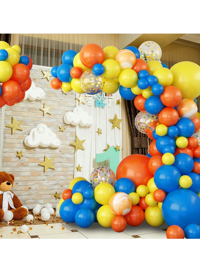 Balloon Garland Arch kit Decorations, 100PCS Orange Yellow Blue Ballons With Confetti Agate Balloons for Birthdays Baby Showers Bridal Shower Themes Party Backdrop Decor - Image 3