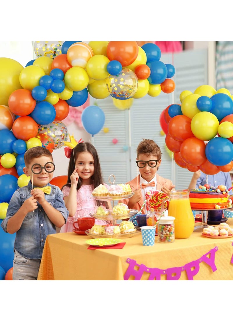 Balloon Garland Arch kit Decorations, 100PCS Orange Yellow Blue Ballons With Confetti Agate Balloons for Birthdays Baby Showers Bridal Shower Themes Party Backdrop Decor - Image 4