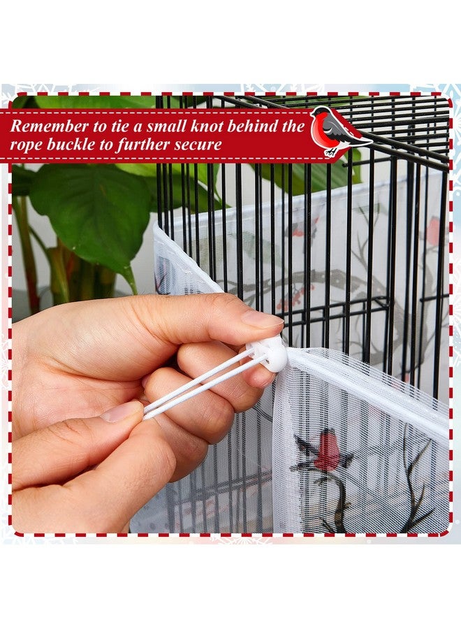 Shappy Large Bird Cage Cover Bird Cage Seed Catcher Bird Cage Liner Net Bird Cage Skirt Guard Birdcage, Adjustable Nylon Mesh Net for Parrot Parakeet Macaw Round Square Cage (Cardinal Style, X-Large)  - Image 4