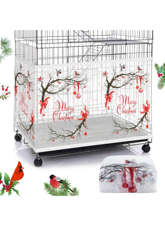 Shappy Large Bird Cage Cover Bird Cage Seed Catcher Bird Cage Liner Net Bird Cage Skirt Guard Birdcage, Adjustable Nylon Mesh Net for Parrot Parakeet Macaw Round Square Cage (Cardinal Style, X-Large)  - Image 1
