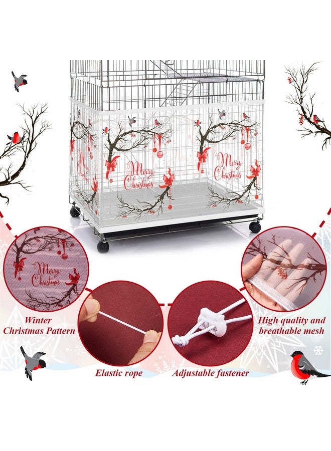 Shappy Large Bird Cage Cover Bird Cage Seed Catcher Bird Cage Liner Net Bird Cage Skirt Guard Birdcage, Adjustable Nylon Mesh Net for Parrot Parakeet Macaw Round Square Cage (Cardinal Style, X-Large)  - Image 5