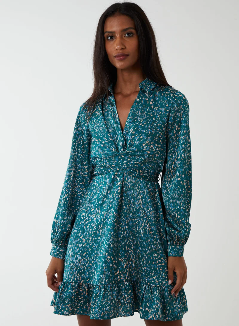 Blue Vanilla Wrap Bust Mini Shirt Dress