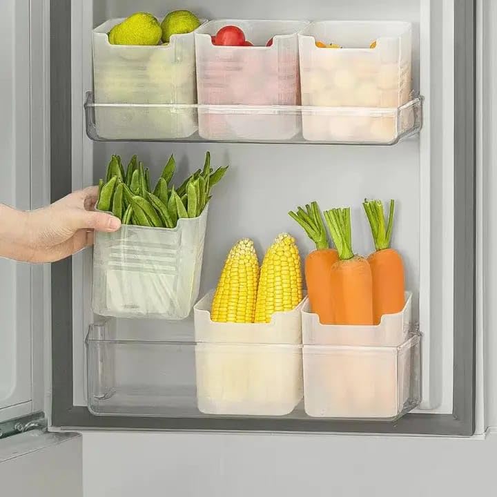 OLMARTT KITCHENWARE Fridge Storage Boxes Multipurpose containers for Storage Space-Saving Refrigerator Side Door Organizer for Fridge Kitchen Fruits, Vegetables Storage Containers (Pack of 3) - Image 2