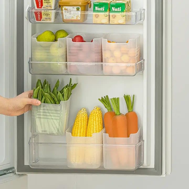 OLMARTT KITCHENWARE Fridge Storage Boxes Multipurpose containers for Storage Space-Saving Refrigerator Side Door Organizer for Fridge Kitchen Fruits, Vegetables Storage Containers (Pack of 3) - Image 5