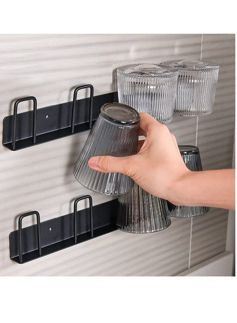 SYOSI Wall Mounted Mug Holder Mug Hooks, 2 Pcs Coffee Cups Holder Hanger for Mug Display Organizer, No Drilling with 4 Cup Holders,Cups Storage ​for Kitchen, Living Room - Image 1
