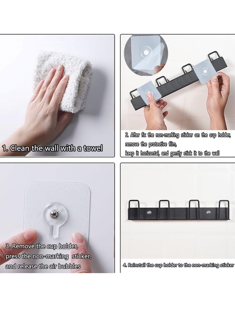 SYOSI Wall Mounted Mug Holder Mug Hooks, 2 Pcs Coffee Cups Holder Hanger for Mug Display Organizer, No Drilling with 4 Cup Holders,Cups Storage ​for Kitchen, Living Room - Image 4