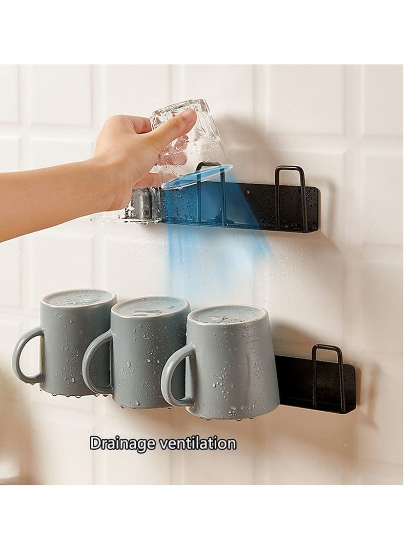 SYOSI Wall Mounted Mug Holder Mug Hooks, 2 Pcs Coffee Cups Holder Hanger for Mug Display Organizer, No Drilling with 4 Cup Holders,Cups Storage ​for Kitchen, Living Room - Image 3