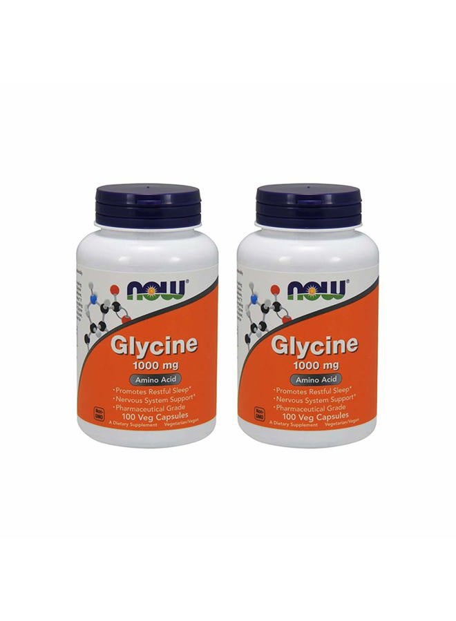 Now Foods Glycine 1000 mg - 100 VegiCapsules 2 Pack - Image 1