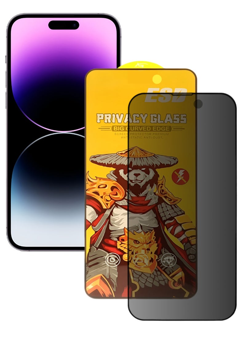 ESD Tempered Dustproof Privacy Glass Screen Protector Compatible For iPhone 14 Pro Max - Image 1