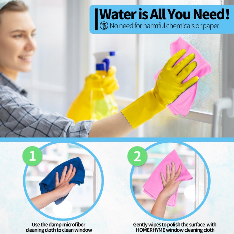 HOMERHYME Microfiber Cleaning Cloth - 10 Pack Glasses Cleaning Cloth, 16" x 14" Window Cleaning Rags, Streak Free Lint Free Polishing Cloths Wipes for Eye Glass, Stainless Steel, Windshield, Pink - Image 5