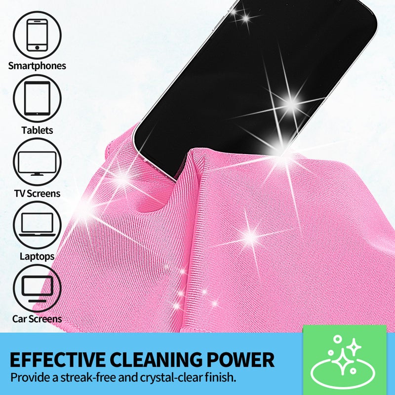 HOMERHYME Microfiber Cleaning Cloth - 10 Pack Glasses Cleaning Cloth, 16" x 14" Window Cleaning Rags, Streak Free Lint Free Polishing Cloths Wipes for Eye Glass, Stainless Steel, Windshield, Pink - Image 4