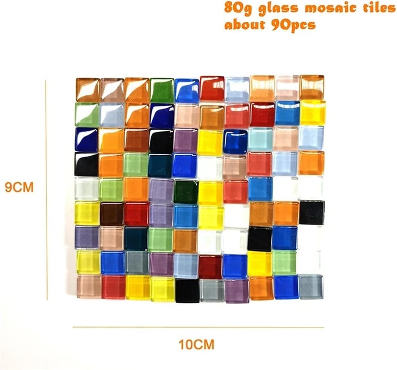 Mosaic Tiles 90pcs (Approx. 80g/2.82oz) 1cm Square Glass Mosaic Tiles DIY Mosaic Craft Materials for Fun Handmade Glass Mosaic Stones(Pumpkin) - Image 5