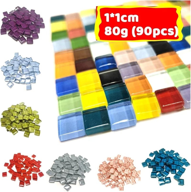 Mosaic Tiles 90pcs (Approx. 80g/2.82oz) 1cm Square Glass Mosaic Tiles DIY Mosaic Craft Materials for Fun Handmade Glass Mosaic Stones(Pumpkin) - Image 4