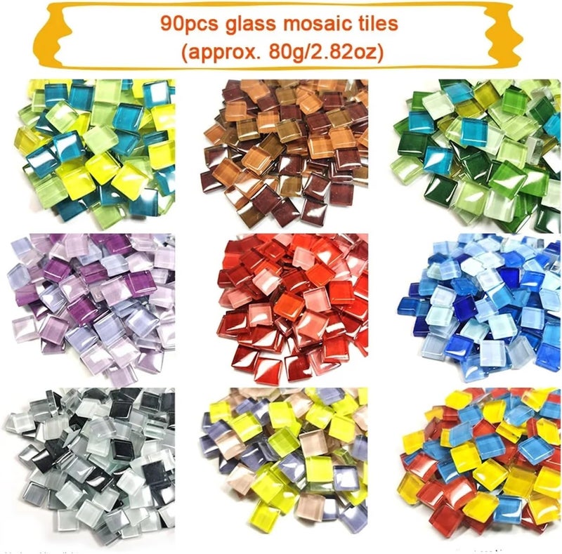 Mosaic Tiles 90pcs (Approx. 80g/2.82oz) 1cm Square Glass Mosaic Tiles DIY Mosaic Craft Materials for Fun Handmade Glass Mosaic Stones(Pumpkin) - Image 2
