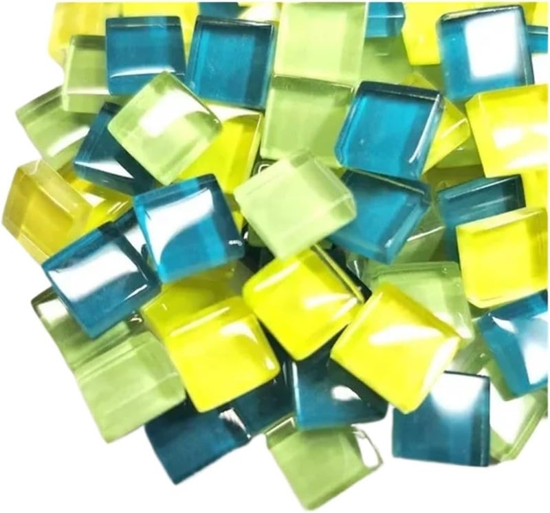 Mosaic Tiles 90pcs (Approx. 80g/2.82oz) 1cm Square Glass Mosaic Tiles DIY Mosaic Craft Materials for Fun Handmade Glass Mosaic Stones(Pumpkin) - Image 1