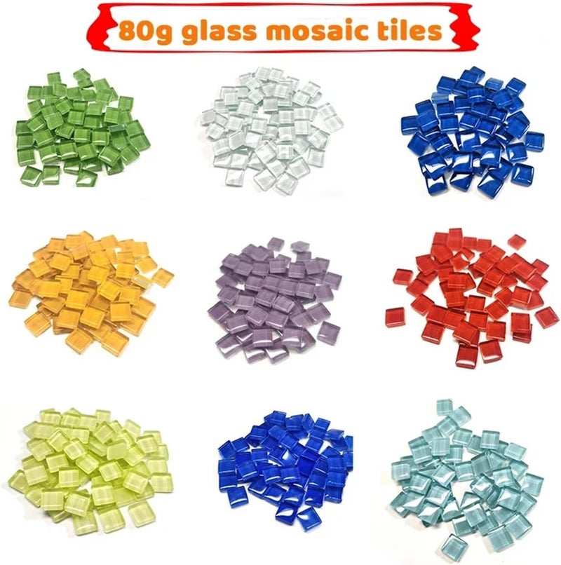 Mosaic Tiles 90pcs (Approx. 80g/2.82oz) 1cm Square Glass Mosaic Tiles DIY Mosaic Craft Materials for Fun Handmade Glass Mosaic Stones(Pumpkin) - Image 3