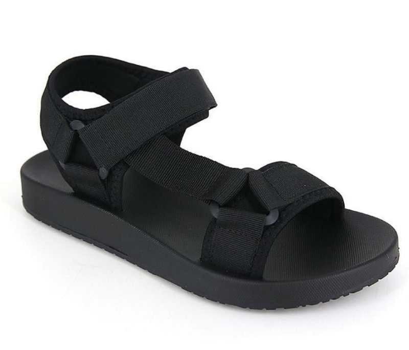 Summer Thick Heel Beach Sandals Womens T-Strap Color Block Ethnic Style Magic Tape Sandals Comfortable Breathable Slip-On Shoes Black 