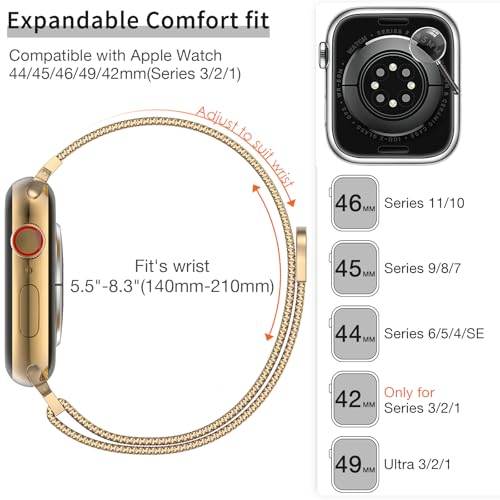 MARGE PLUS Slim Milanese Loop Compatible with Apple Watch Band for women 41mm 40mm 38mm 42mm 46mm 45mm 44mm, Stainless Steel Magnetic Mesh Strap work on iWatch Series 11 10 9 8 7 6 5 4 3 & SE 3 2 1 - Image 5