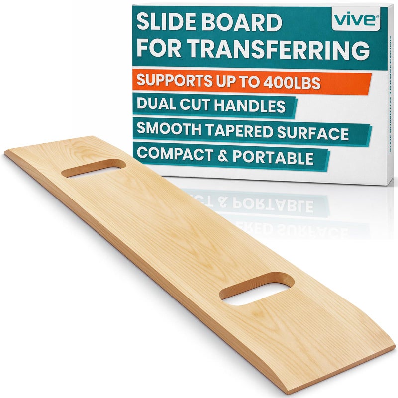 Vive Transfer Board Patient Slide Assist Device Transferring from Wheelchair to Bed Toilet Car Bathtub Heavy Duty Sliding for Elderly Handicapped Disabled 24x8x075 - Image 2