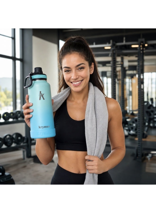 KRYMSO 950ml Stainless Steel Water Bottle, Sports Bottle with Straw, Double Wall Insulated Water Bottle, Thermos Flask, Water Bottle for kids, Gym - Image 3