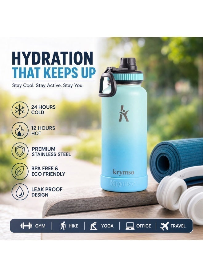 KRYMSO 950ml Stainless Steel Water Bottle, Sports Bottle with Straw, Double Wall Insulated Water Bottle, Thermos Flask, Water Bottle for kids, Gym - Image 4
