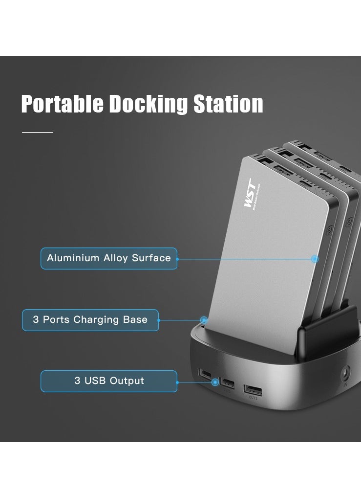 WST - WST Powerbanks Charger Station 3in1 Portable Battery Pack Built In Cable Compatible with Lightning USB-C Micro USB Fast Charging Compact Slim 8000mAh Compatible with iPhone Samsung iPad (Gold) - Image 1
