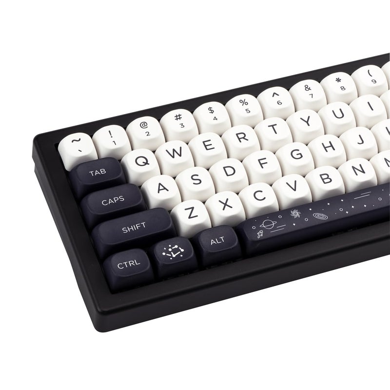 GEKUCAP MOA Keycaps 126 Keys PBT Keycaps Dye-Sublimation Custom Keyboard Key Caps Set for Cherry Gateron MX Switches Mechanical Keyboards, Black White Space Theme Key Caps - Image 1